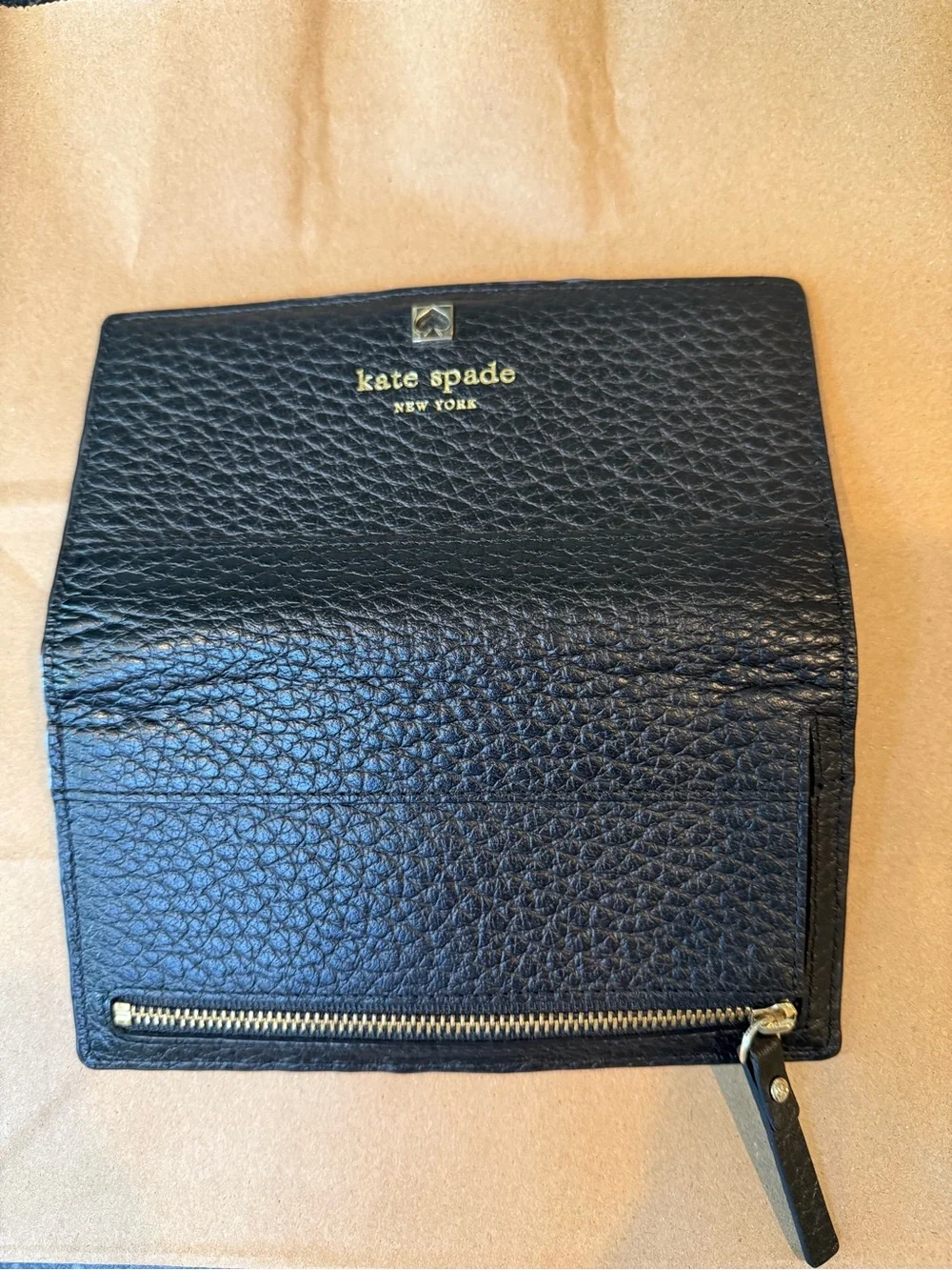 Kate Spade New York Black Leather Slim Bifold Wallet Card Organizer